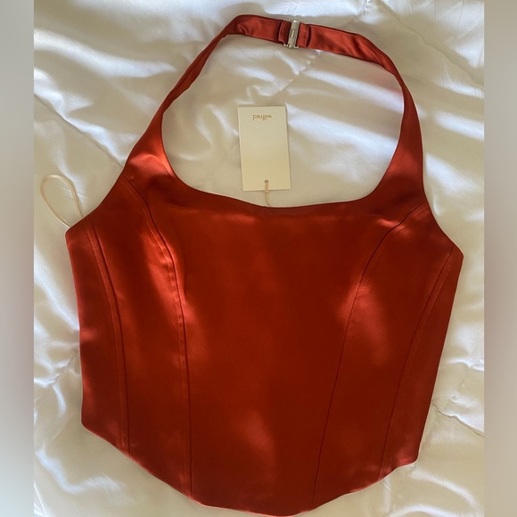 $88 NWT Aritzia Wilfred Dusk Halter Top in 'Revel Red' S/M. SOLD OUT - Picture 6 of 8